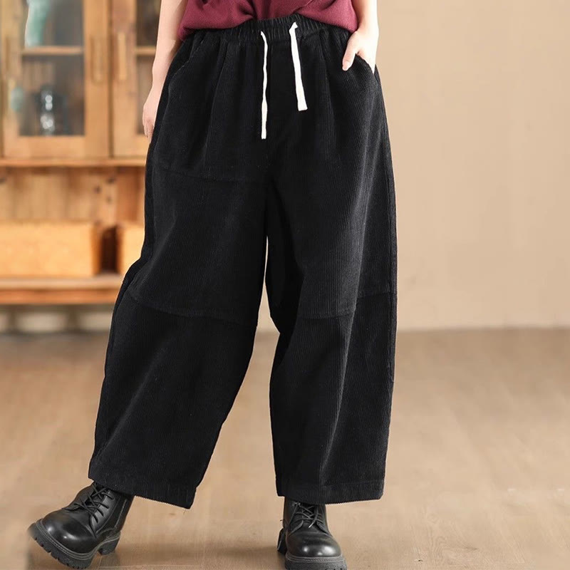 Buddha Stones Damenhose aus Baumwollcord mit Kordelzug und Thermofleecefutter und Taschen - Schwarz - US14, UK/AU18,EU46 (4XL) - image 3