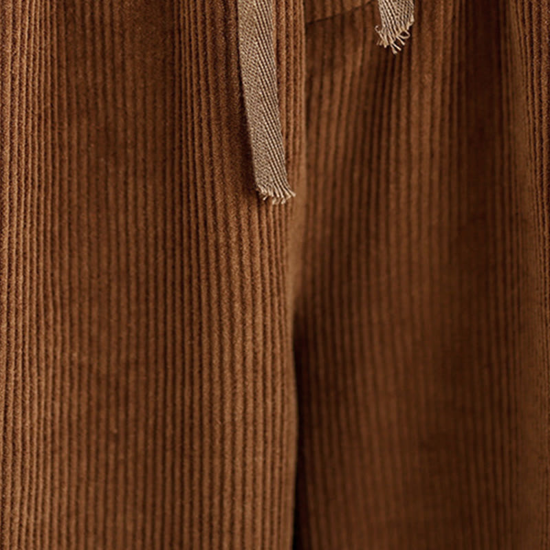 Buddha Stones Damen Cordhose mit kontrastfarbenem Kordelzug und Taschen - image 6