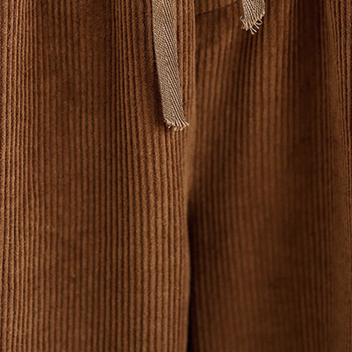 Buddha Stones Damen Cordhose mit kontrastfarbenem Kordelzug und Taschen - image 6