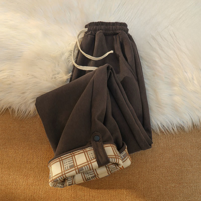 Buddha Stones Damen Patchwork-Hose aus Baumwollcord mit Fleecefutter und weitem Bein und Taschen - image 7