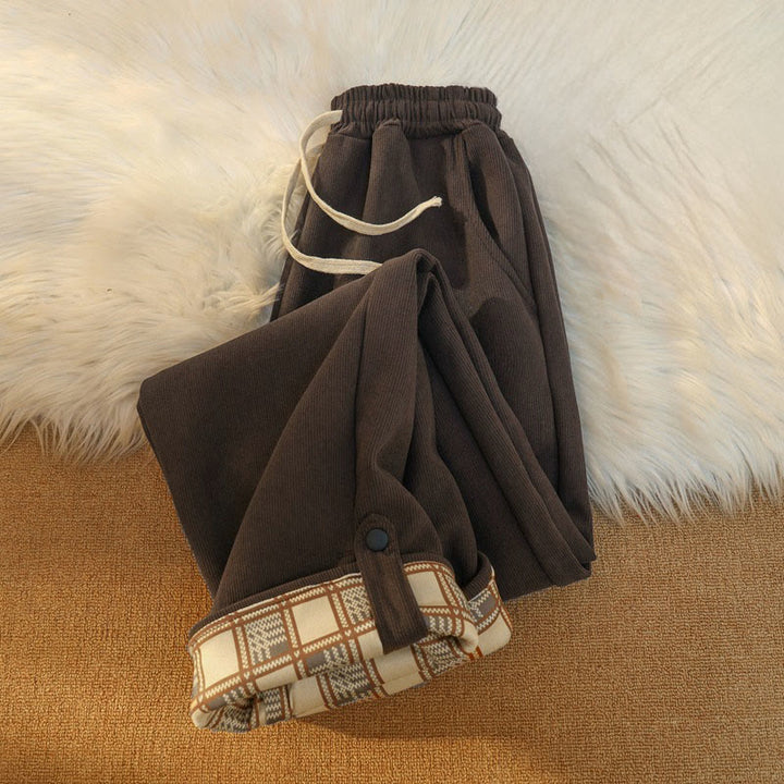 Buddha Stones Damen Patchwork-Hose aus Baumwollcord mit Fleecefutter und weitem Bein und Taschen - image 7