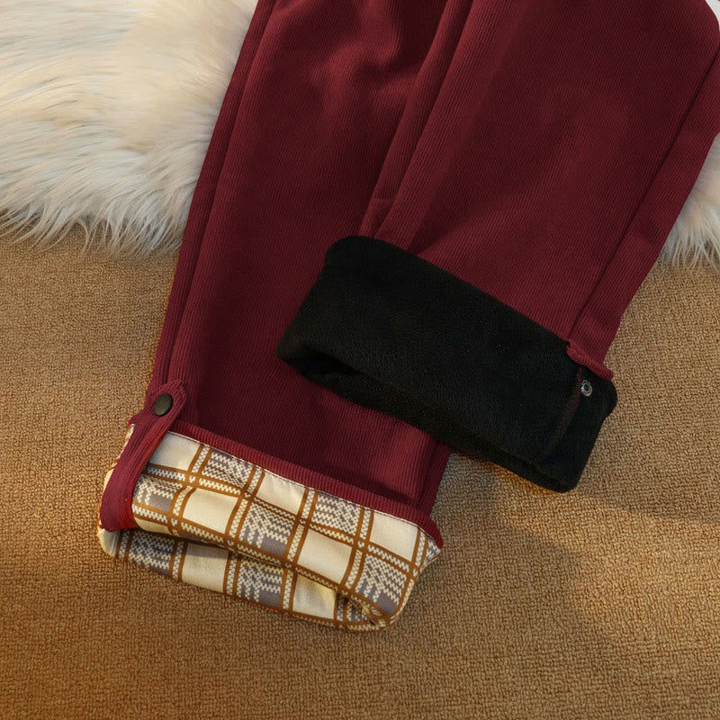 Buddha Stones Damen Patchwork-Hose aus Baumwollcord mit Fleecefutter und weitem Bein und Taschen - image 35