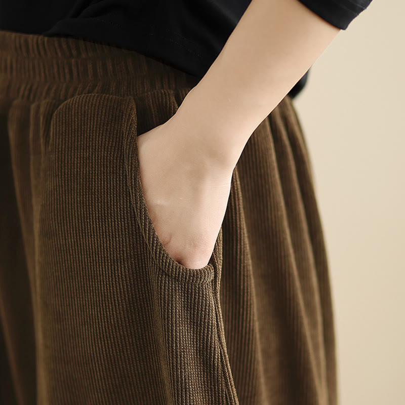 Buddha Stones Damen Herbst Patchwork Plain Cord Haremshose mit Taschen - image 12