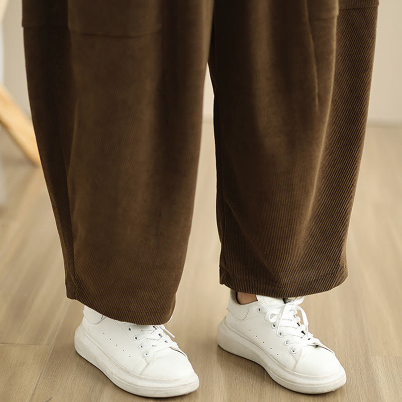 Buddha Stones Damen Herbst Patchwork Plain Cord Haremshose mit Taschen - image 13