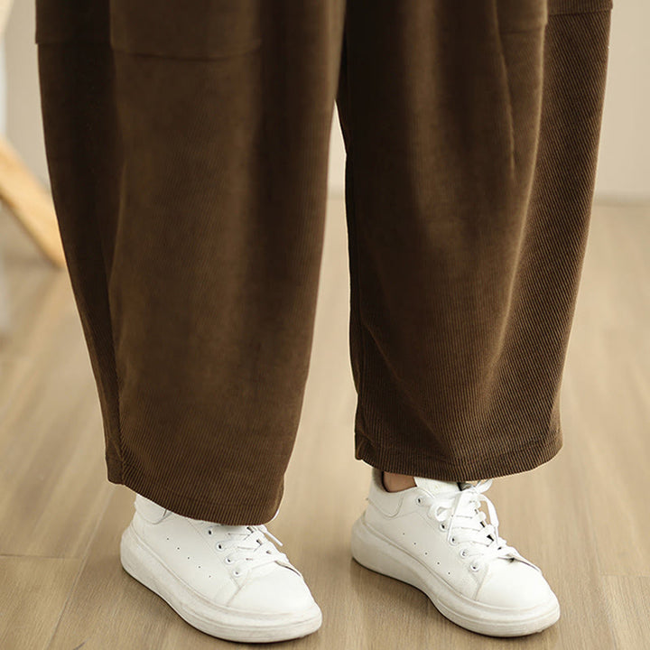 Buddha Stones Damen Herbst Patchwork Plain Cord Haremshose mit Taschen - image 13