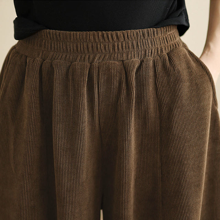 Buddha Stones Damen Herbst Patchwork Plain Cord Haremshose mit Taschen - image 10