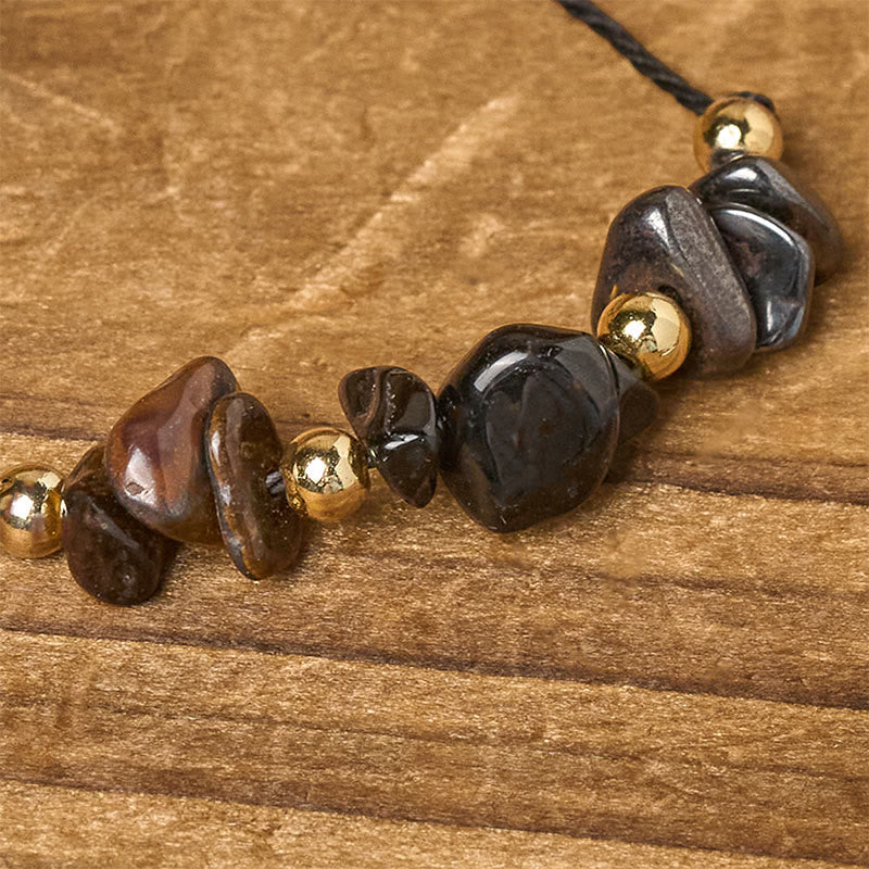 Buddha Stones Tigerauge Schwarzer Turmalin Pyrit Schutzkarte Seil Armband - image 4