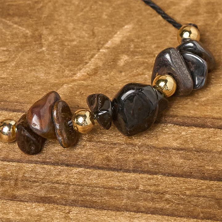 Buddha Stones Tigerauge Schwarzer Turmalin Pyrit Schutzkarte Seil Armband - image 4