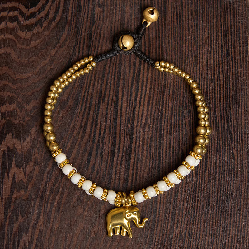 Buddha Stones Türkis Elefant Glück Doppelschichtiges Kupfer Stärke Armband - image 1
