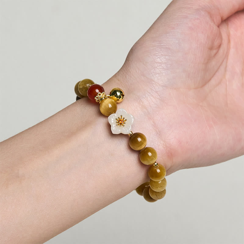 Buddha Stones Armband mit natürlichem goldenem Tigerauge und Glockenblume - image 3