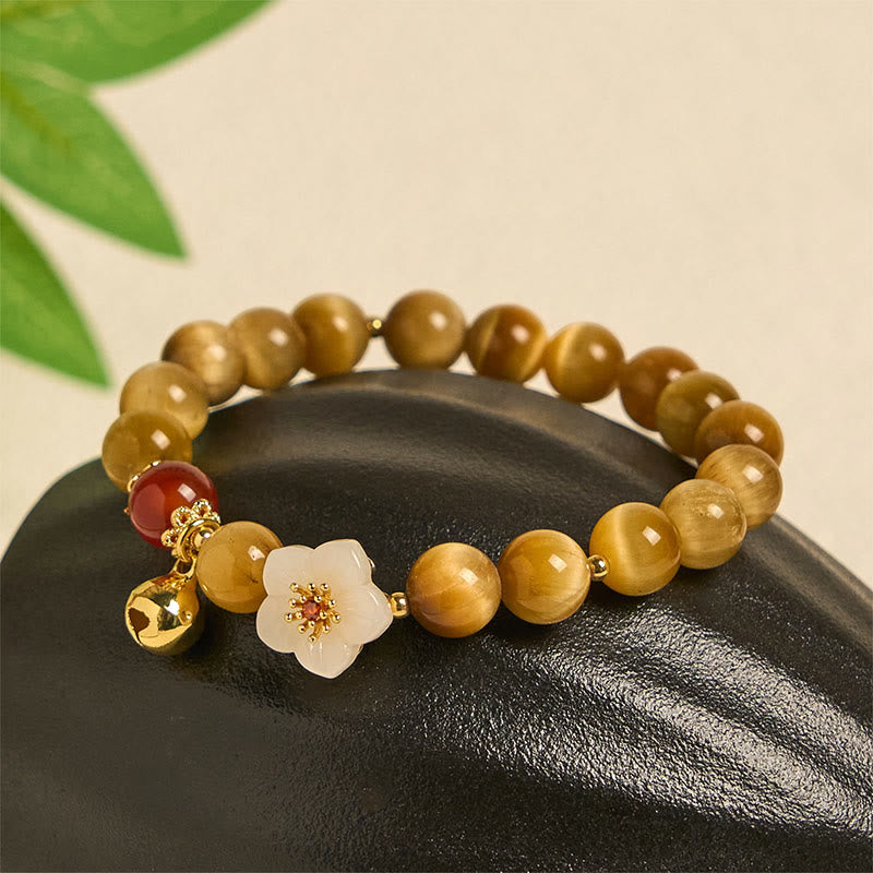 Buddha Stones Armband mit natürlichem goldenem Tigerauge und Glockenblume - image 1