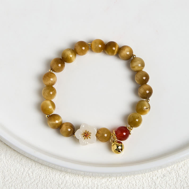 Buddha Stones Armband mit natürlichem goldenem Tigerauge und Glockenblume - image 2