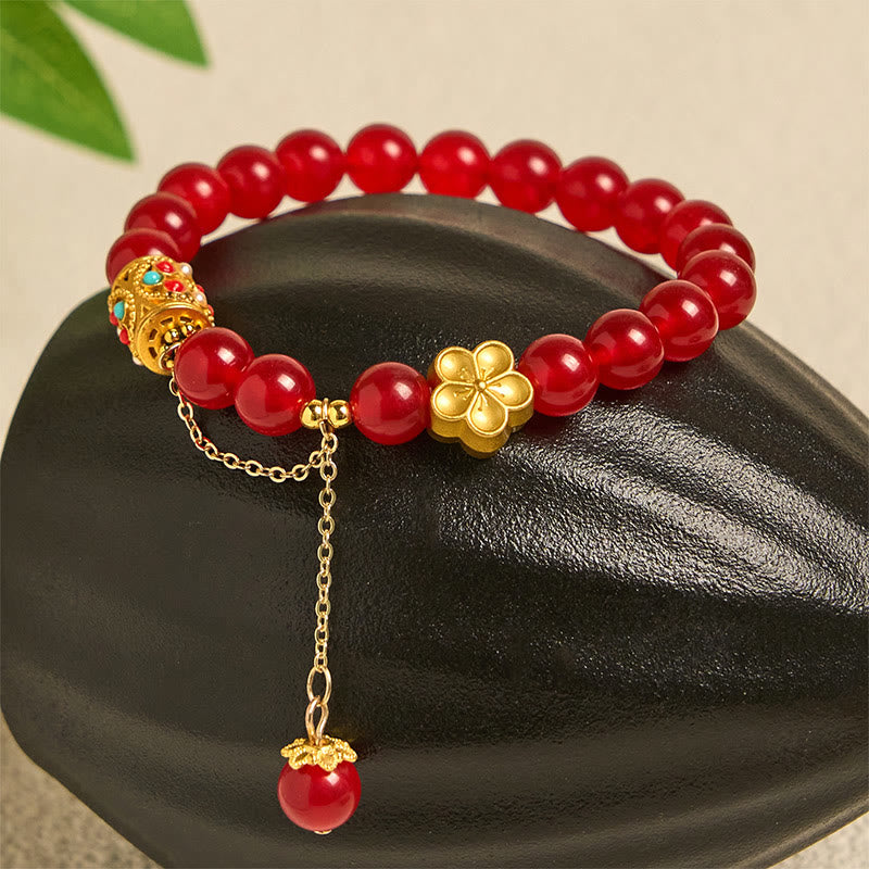 Buddha Stones Tibetischer weißer Achat Kristallstein Blumen Positivität Armband - image 6