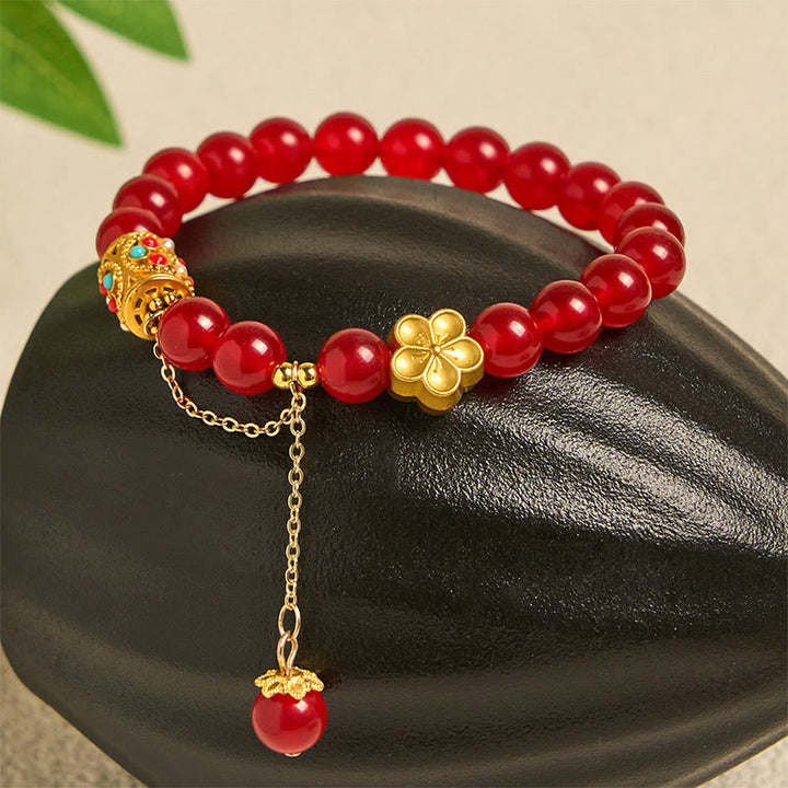 Buddha Stones Tibetischer weißer Achat Kristallstein Blumen Positivität Armband - image 6