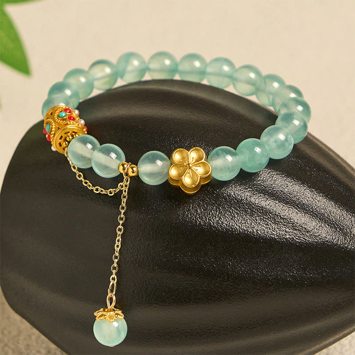 Buddha Stones Tibetischer weißer Achat Kristallstein Blumen Positivität Armband - image 16