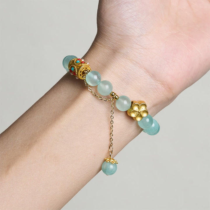 Buddha Stones Tibetischer weißer Achat Kristallstein Blumen Positivität Armband - image 18