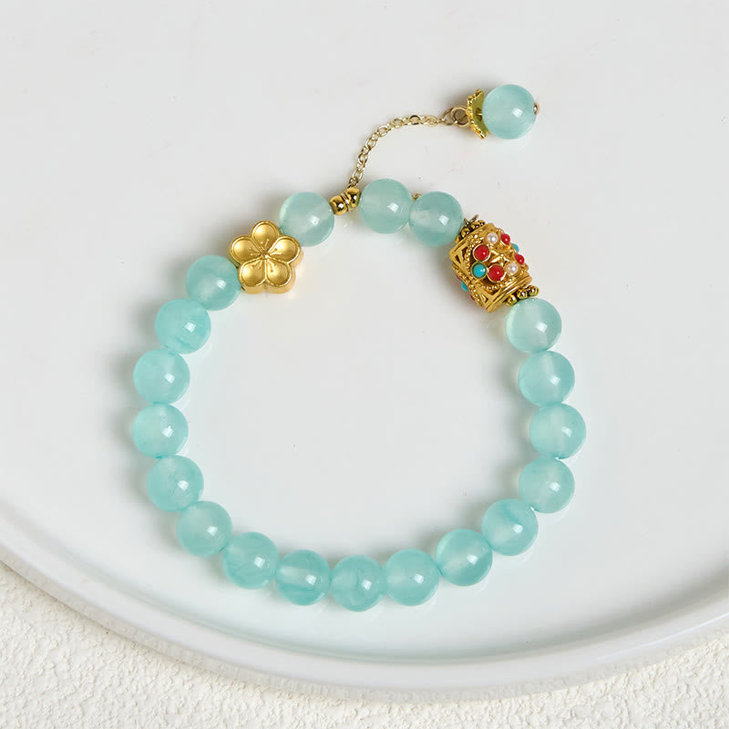 Buddha Stones Tibetischer weißer Achat Kristallstein Blumen Positivität Armband - image 17