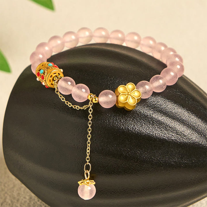 Buddha Stones Tibetischer weißer Achat Kristallstein Blumen Positivität Armband - image 11