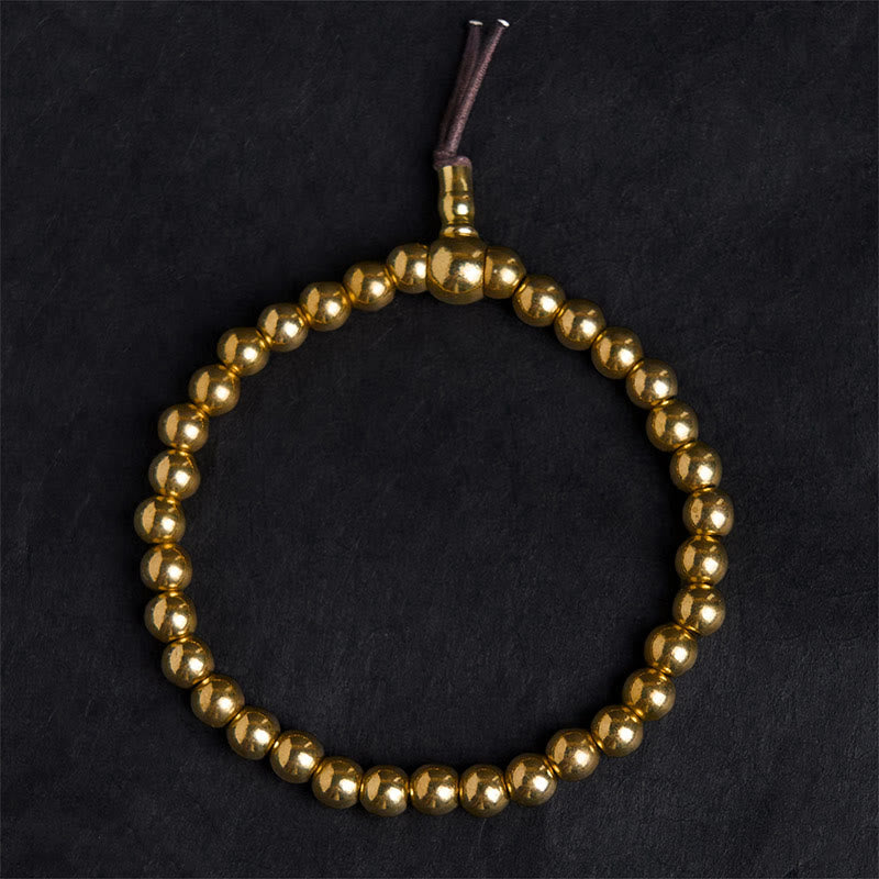 Buddha Stones Tibetisches Retro-Armband aus reinem Kupfer und Messingperlen - image 1