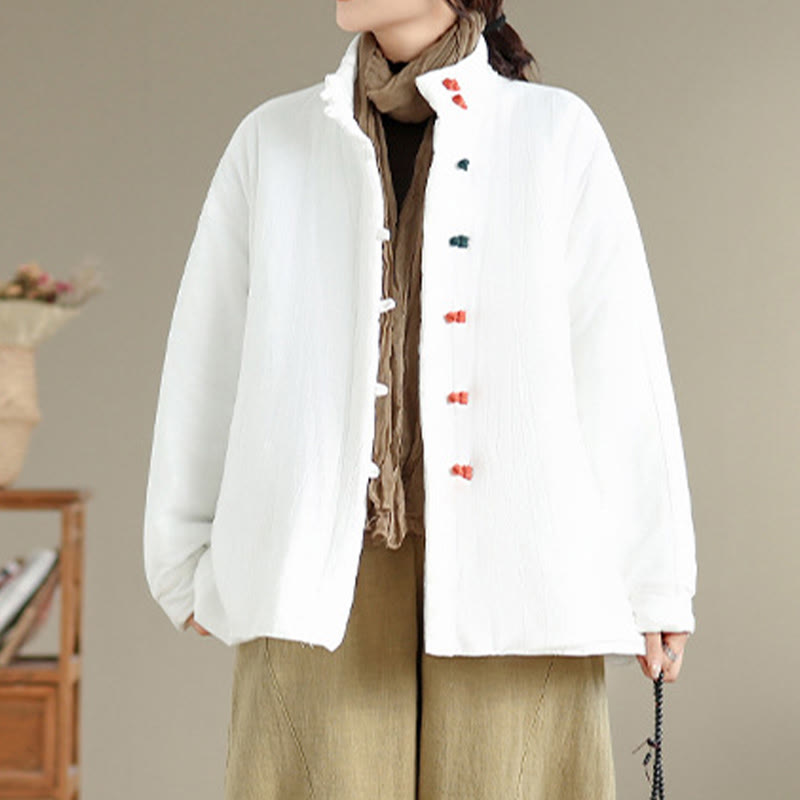 Buddha Stones Damen Winterjacke mit chinesischem Froschknopf, langärmelig, dicke Baumwolle, mit Taschen - image 13