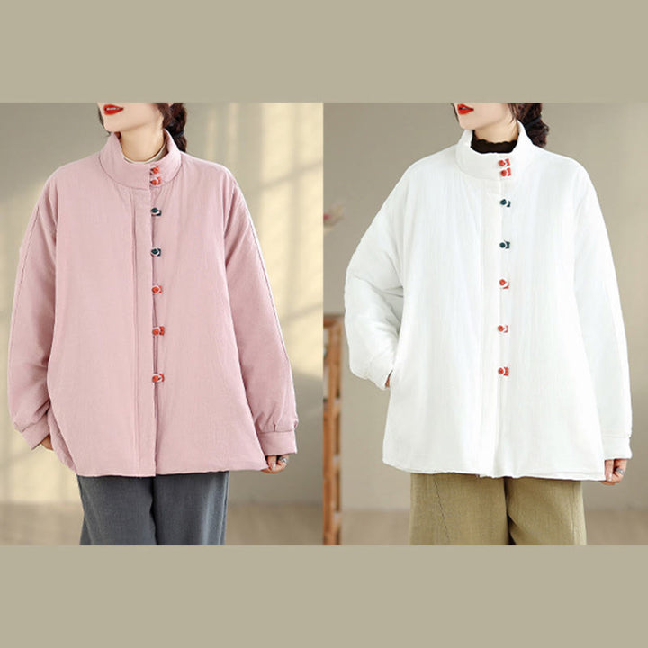 Buddha Stones Damen Winterjacke mit chinesischem Froschknopf, langärmelig, dicke Baumwolle, mit Taschen - image 20