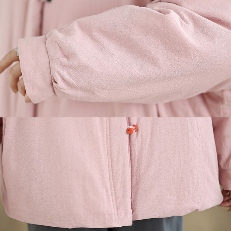 Buddha Stones Damen Winterjacke mit chinesischem Froschknopf, langärmelig, dicke Baumwolle, mit Taschen - image 7