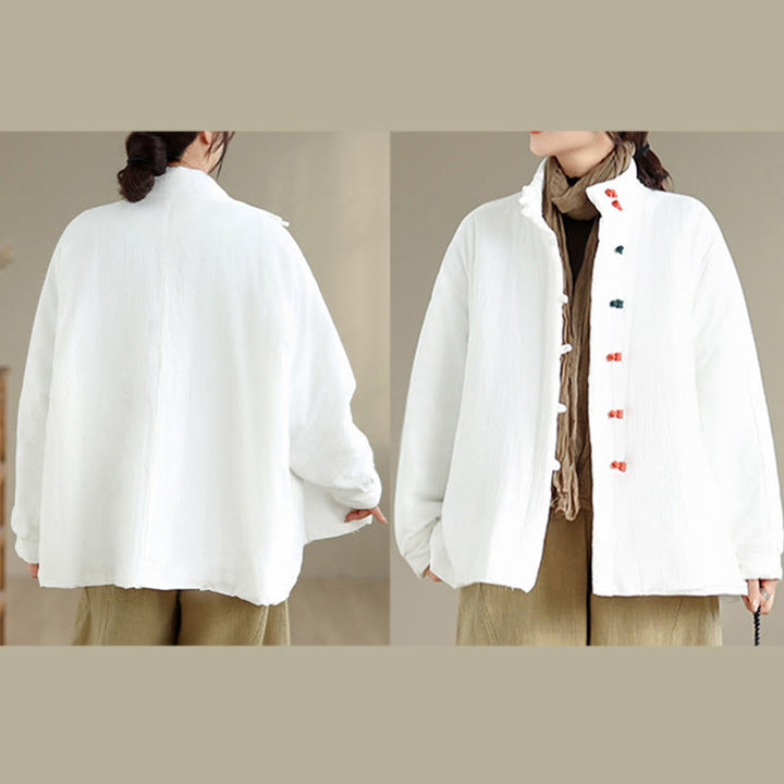 Buddha Stones Damen Winterjacke mit chinesischem Froschknopf, langärmelig, dicke Baumwolle, mit Taschen - image 18