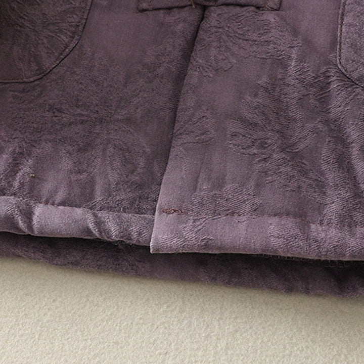 Buddha Stones Damen-Baumwolljacke mit Taschen und einfarbigem Froschknopf-Design, langärmlig - image 4