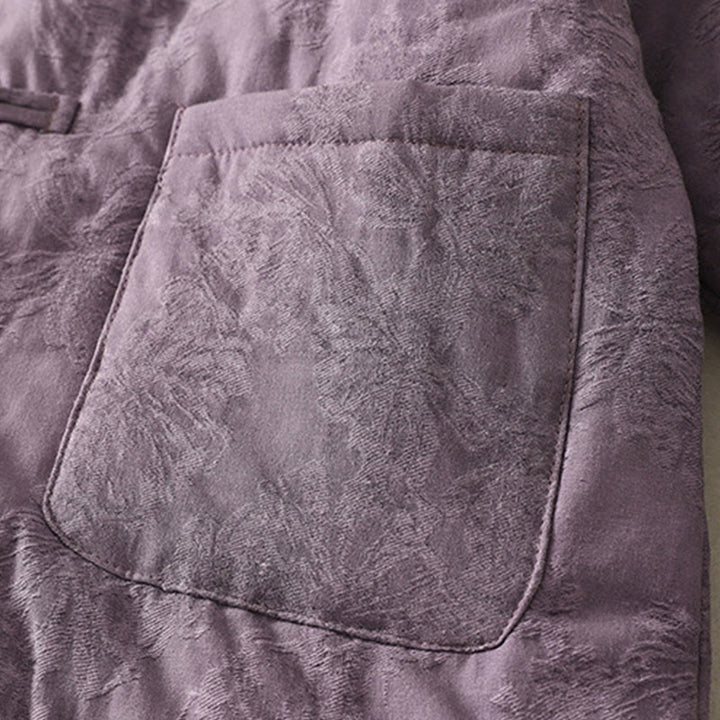 Buddha Stones Damen-Baumwolljacke mit Taschen und einfarbigem Froschknopf-Design, langärmlig - image 2