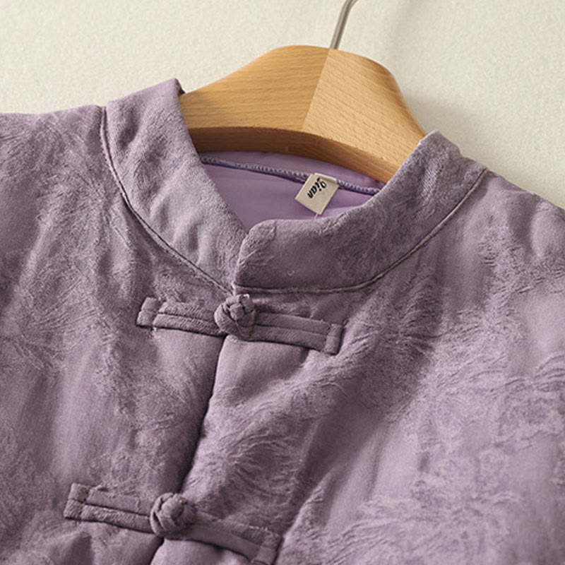 Buddha Stones Damen-Baumwolljacke mit Taschen und einfarbigem Froschknopf-Design, langärmlig - image 1