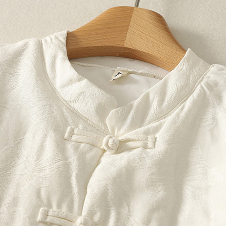 Buddha Stones Damen-Baumwolljacke mit Taschen und einfarbigem Froschknopf-Design, langärmlig - image 7