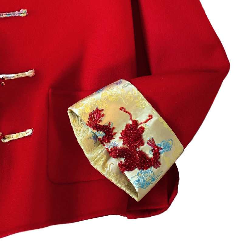 Buddha Stones Winter Stickerei Knöpfe Design Langarm Damen Baumwolljacke mit Taschen - image 11