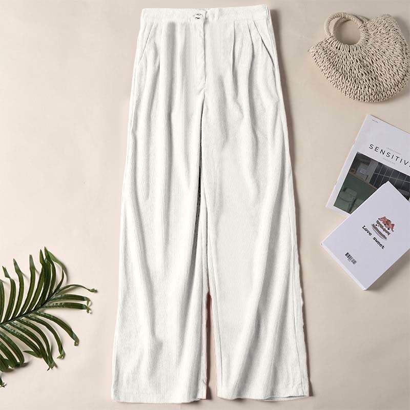 Buddha Stones Lässige Cordhose mit geradem Bein und Taschen für Damen - Weiß - US14, UK/AU18,EU46 (2XL) - image 14