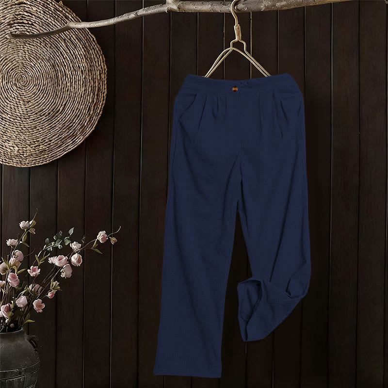 Buddha Stones Lässige Cordhose mit geradem Bein und Taschen für Damen - image 32