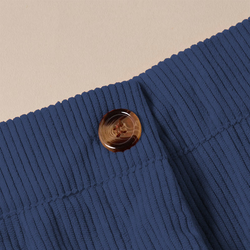 Buddha Stones Lässige Cordhose mit geradem Bein und Taschen für Damen - image 33