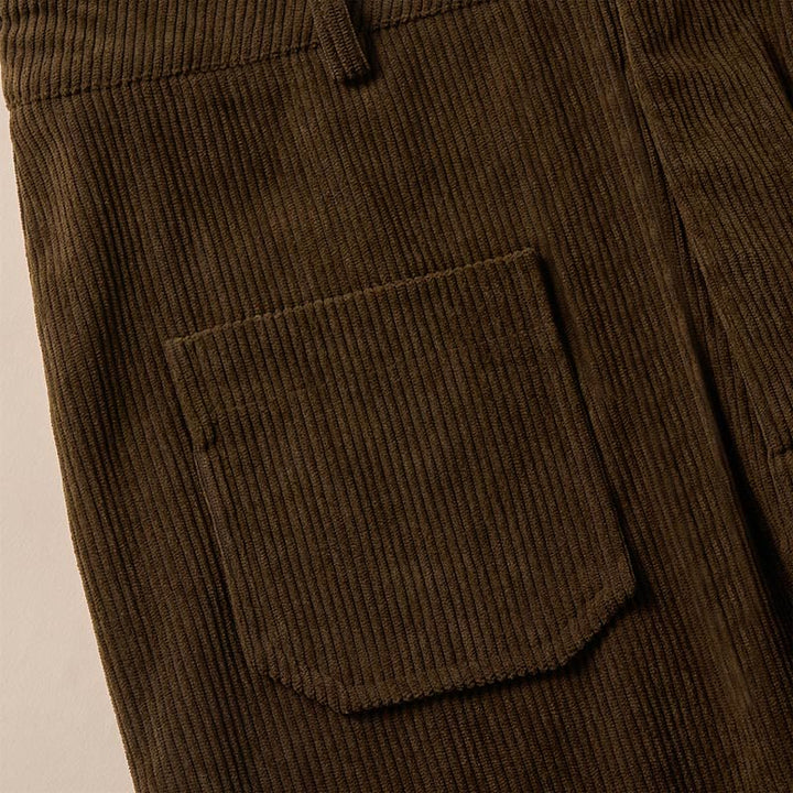 Buddha Stones Damenhose aus schlichtem Cord-Polyester mit weitem Bein und Knöpfen und Taschen - image 2
