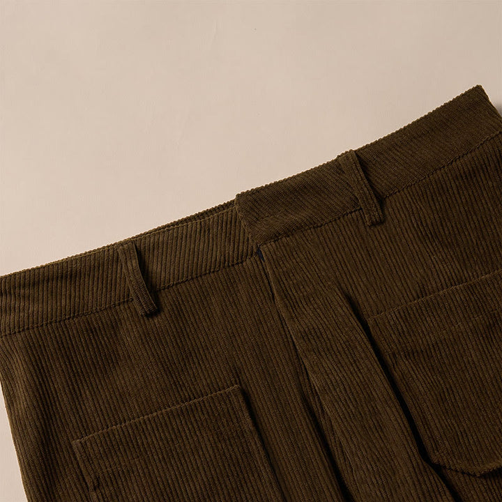 Buddha Stones Damenhose aus schlichtem Cord-Polyester mit weitem Bein und Knöpfen und Taschen - image 8