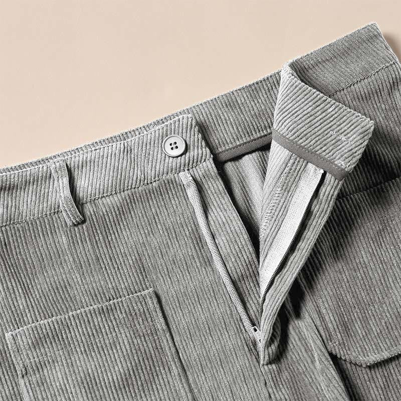 Buddha Stones Damenhose aus schlichtem Cord-Polyester mit weitem Bein und Knöpfen und Taschen - image 17