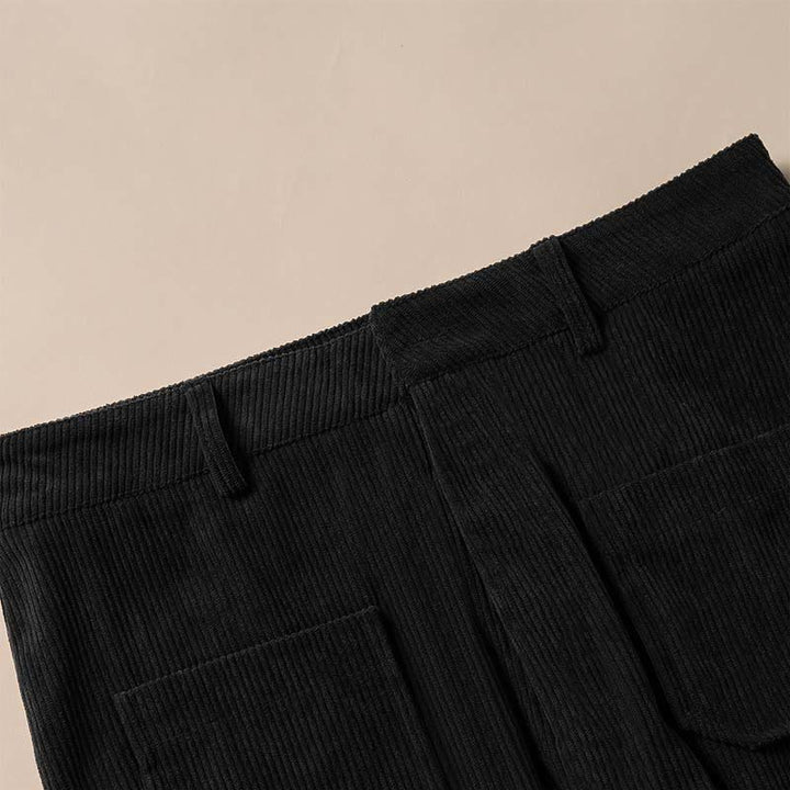 Buddha Stones Damenhose aus schlichtem Cord-Polyester mit weitem Bein und Knöpfen und Taschen - image 26