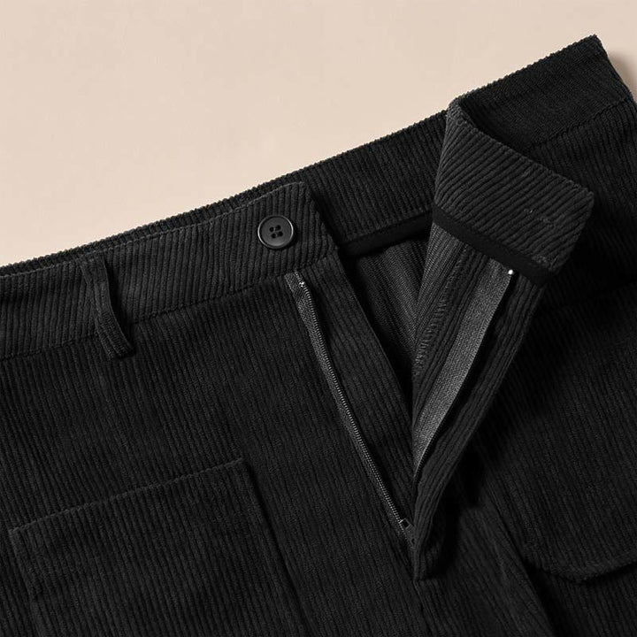 Buddha Stones Damenhose aus schlichtem Cord-Polyester mit weitem Bein und Knöpfen und Taschen - image 28