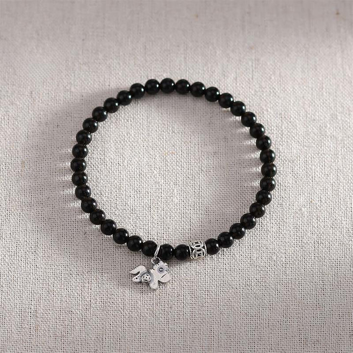 Buddha Stones – Jahr des Pferdes – Armband aus 925er Sterlingsilber und natürlichem schwarzem Obsidian - image 13