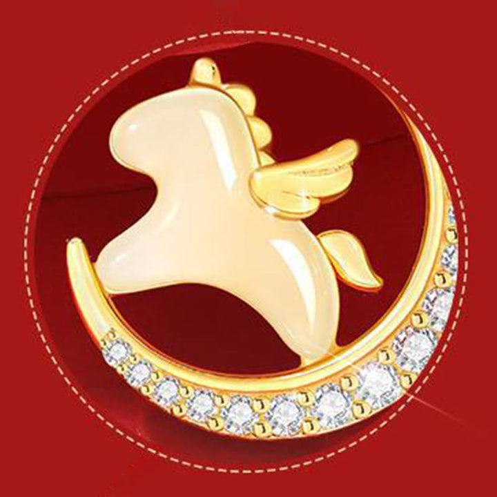 Buddha Stones Jahr des Pferdes 925 Sterling Silber Hetian Jade Zirkon Anhänger Halskette - image 7