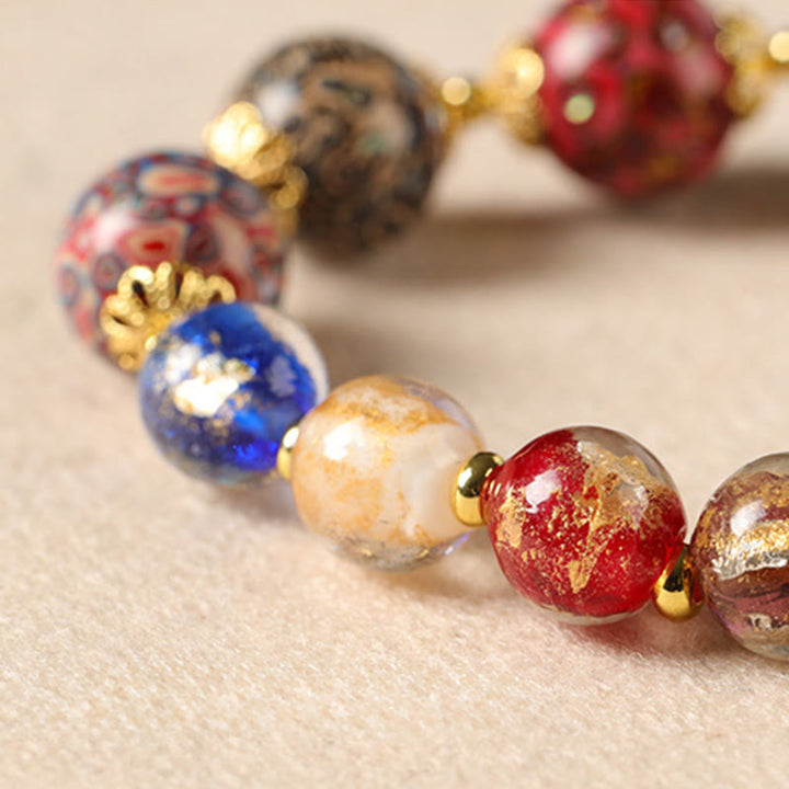 Buddha Stones, buntes Liuli-Glas, Sandelholz, Kürbisperlen, Lackarmband - image 3