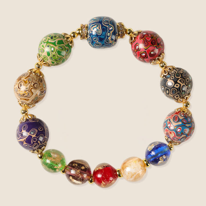 Buddha Stones, buntes Liuli-Glas, Sandelholz, Kürbisperlen, Lackarmband - image 6