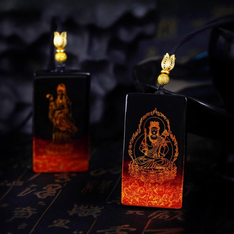 Buddha Stones, chinesisches Tierkreiszeichen, Buddha Fu-Zeichen, Lackkunst, Sandelholz-Anhänger-Halskette - image 10