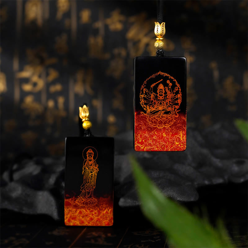 Buddha Stones, chinesisches Tierkreiszeichen, Buddha Fu-Zeichen, Lackkunst, Sandelholz-Anhänger-Halskette - image 23