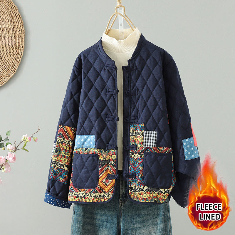 Buddha Stones Ethno-Patchwork-Damenjacke aus dicker Baumwolle mit langen Ärmeln und Taschen - Gelbe Blüten - US 8-10, UK/AU 12-14, EU 40-42 (2XL) - image 5