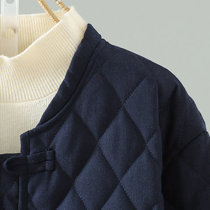 Buddha Stones Ethno-Patchwork-Damenjacke aus dicker Baumwolle mit langen Ärmeln und Taschen - image 8