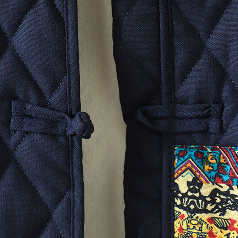 Buddha Stones Ethno-Patchwork-Damenjacke aus dicker Baumwolle mit langen Ärmeln und Taschen - image 14