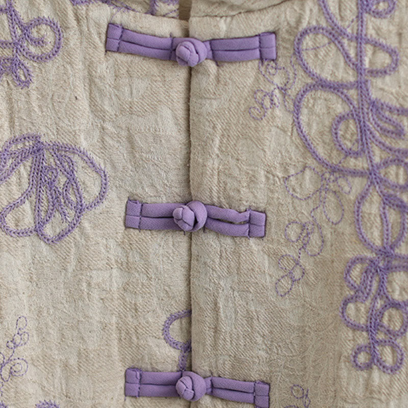 Buddha Stones Damen Winterjacke mit langen Ärmeln, Stehkragen, Froschknöpfen, Baumwollwattierung und Taschen - image 12